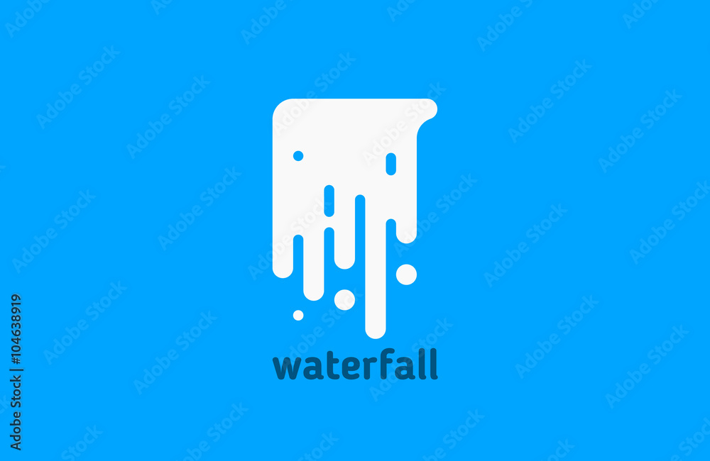 Fototapeta logo wodospadu. logo wody. kreatywne projektowanie logo. logo linii.