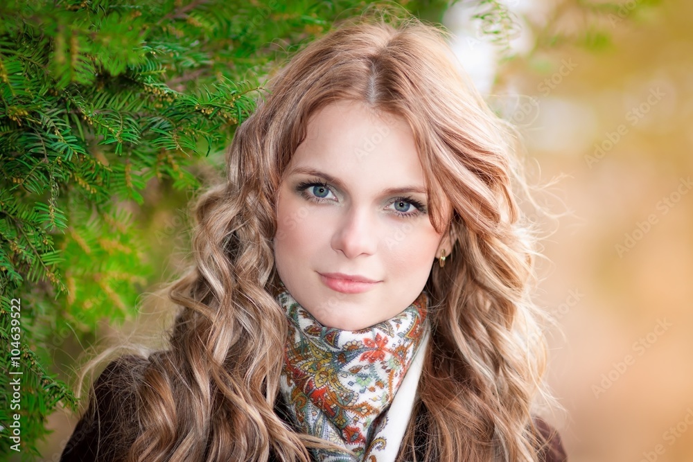 portrait blonde women in coat portrait blonde women in coat