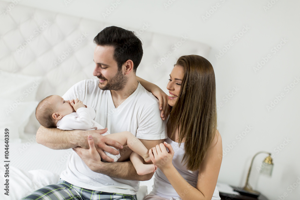Happy family with newborn baby Happy family with newborn baby