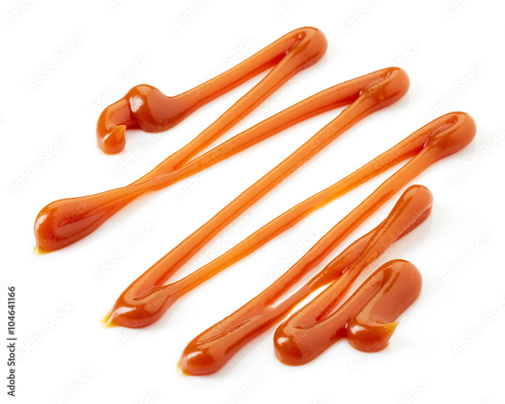 Caramel sauce on white background Caramel sauce on white background