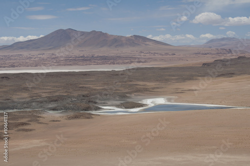 Lago salado en el desierto de Atacama. Salar de Tara en la Cordillera de los Andes, Chile