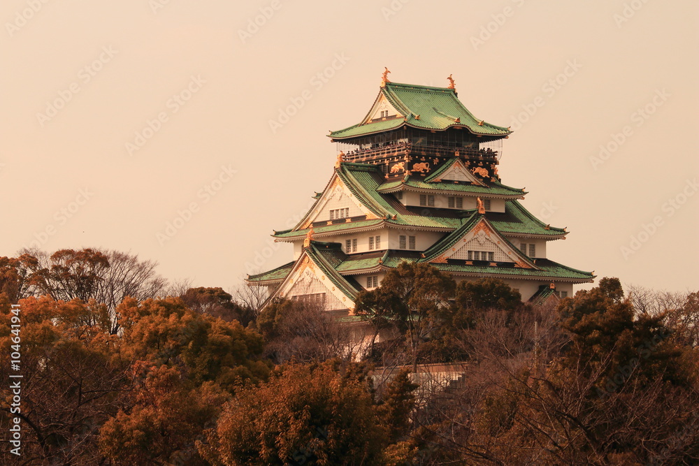 Fototapeta premium 大阪城 夕景