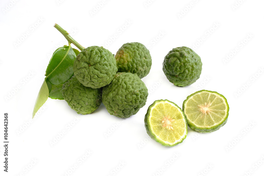 bergamot kaffir lime isolated on white bergamot kaffir lime isolated on white