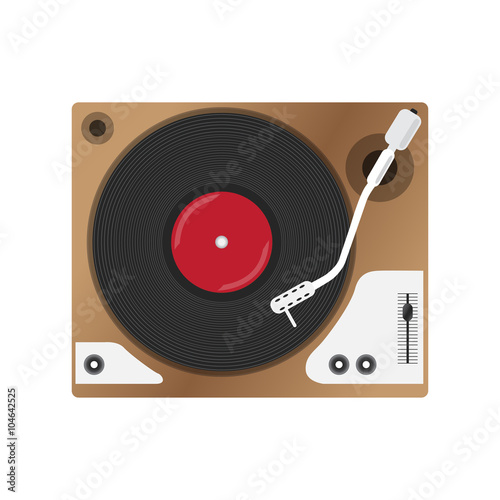Record player with vinyl record, isolated.