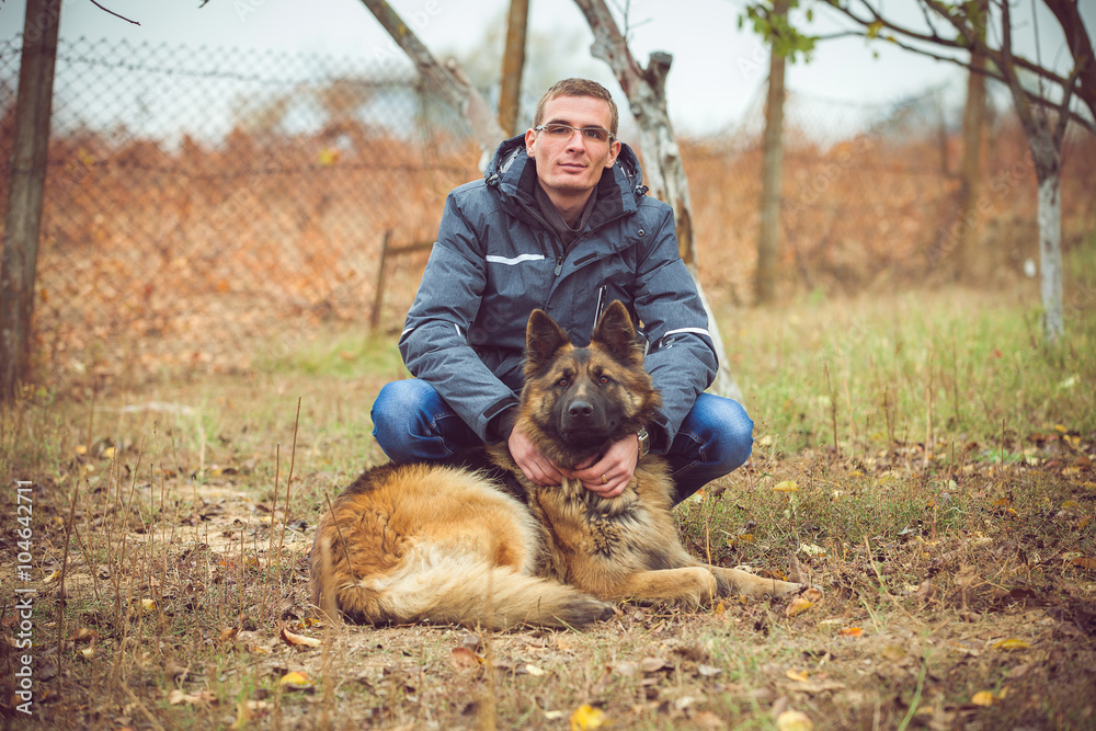 boy with German Shepherd boy with German Shepherd
