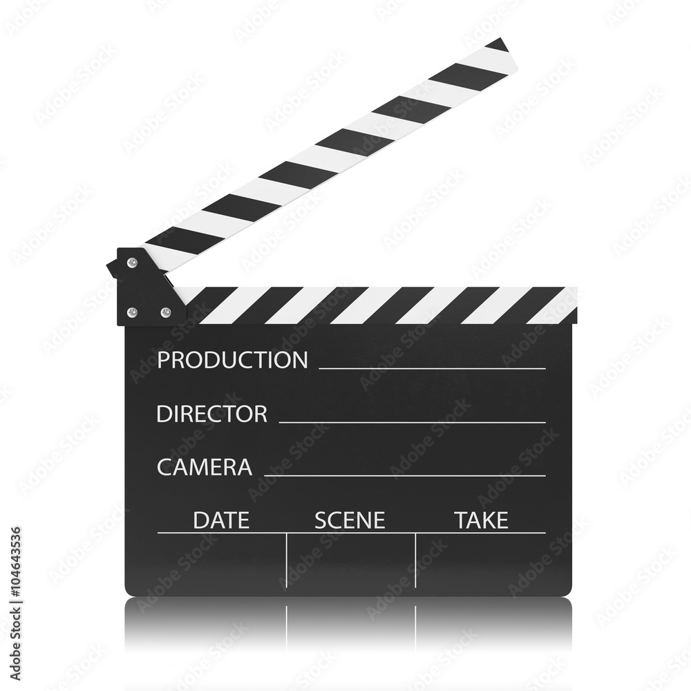 Fototapeta premium movie clapper board isolated on white background.