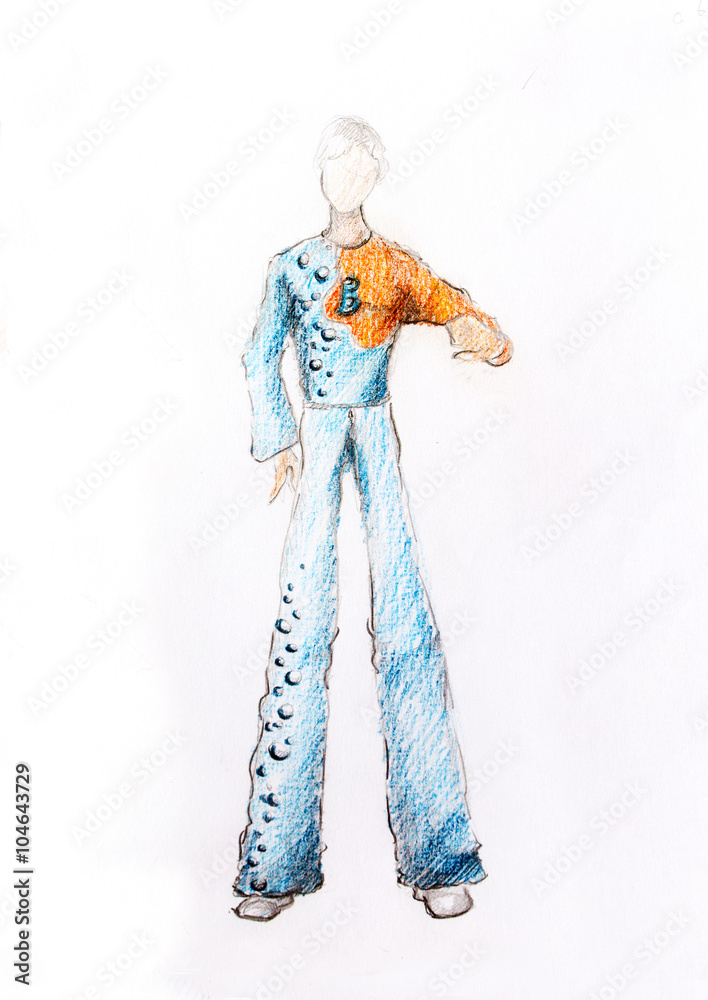 drawing fashion male clothes, color pencil sketch on paper. Stock  Illustration | Adobe Stock