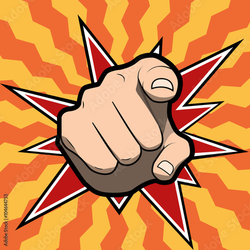 Pointing finger or hand pointing icon isolated on colored background