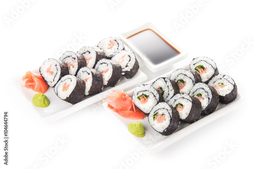 Sushi rolls with salmon
