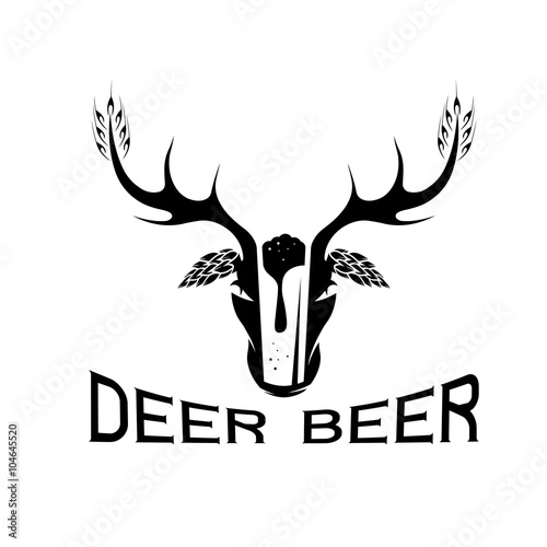 deer beer negative space concept vector label
