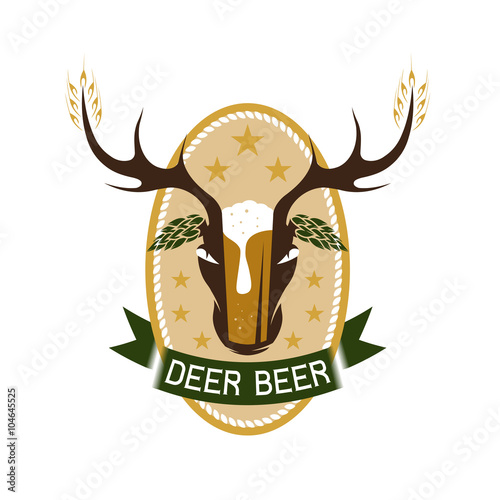 deer beer negative space concept vector label