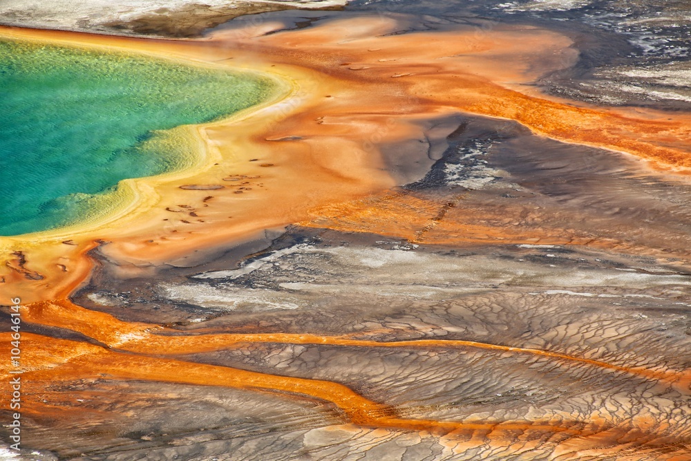 detail of the grand prismatic at the yellowstone national park USA