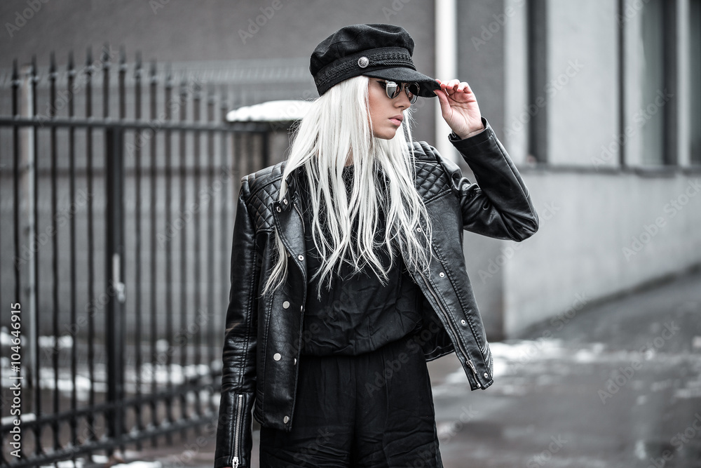 Portrait of stylish model in sunglasses outside Portrait of stylish model in sunglasses outside