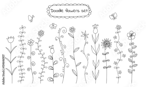 Doodle flowers set