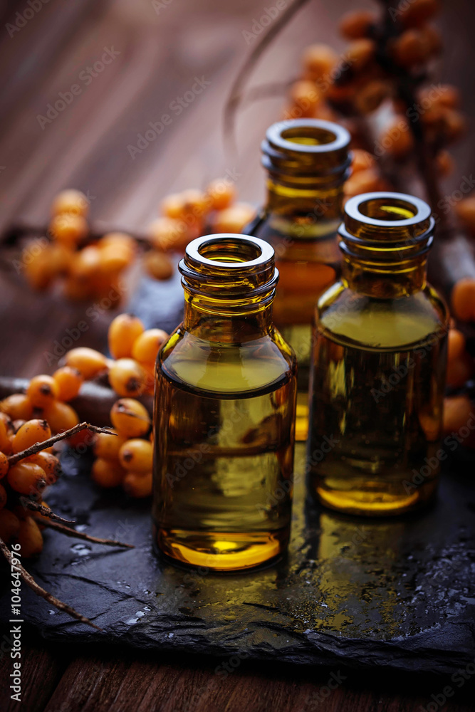Sea buckthorn oil in small bottles Sea buckthorn oil in small bottles