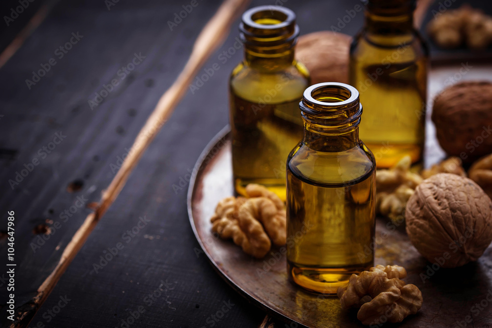 Walnuts oil in small bottles Walnuts oil in small bottles