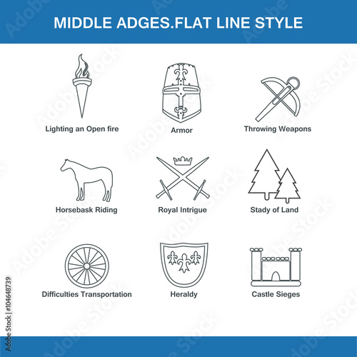 middle ages flat line style