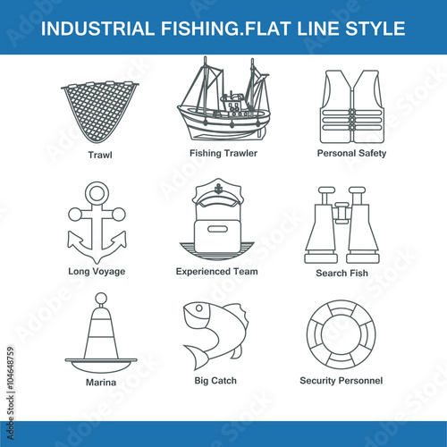 indastrial fishing flat line style