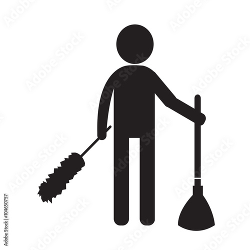 Cleaner Man and Cleaning Tool Equipment Illustration design