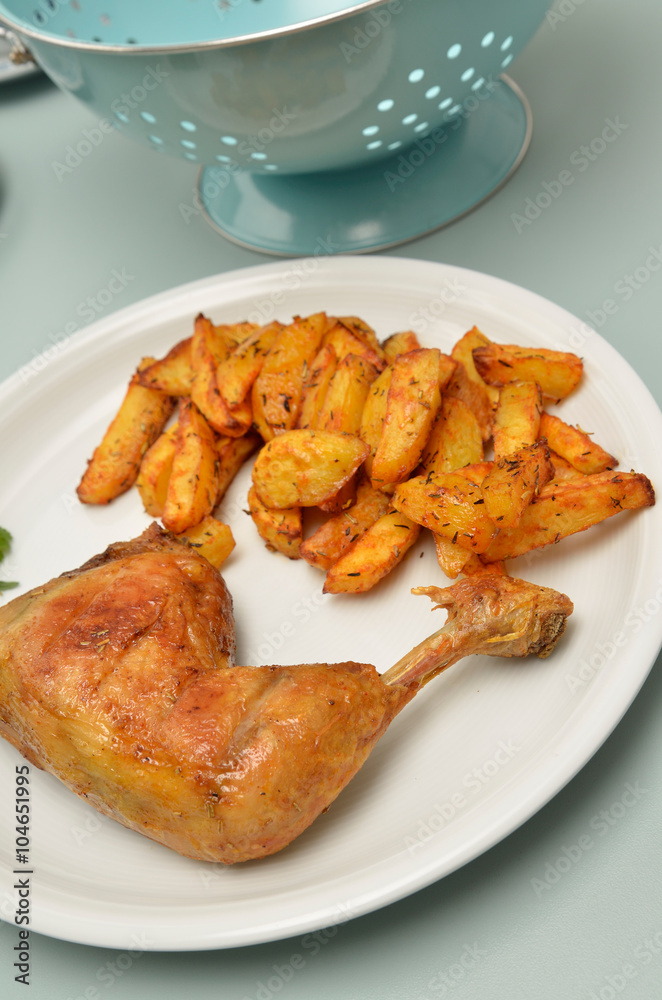 Chicken with potato wedges Chicken with potato wedges