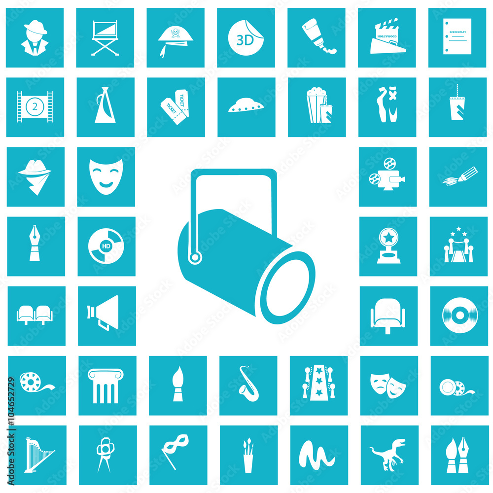 Set of forty fourteen art and cinema icons Set of forty fourteen art and cinema icons
