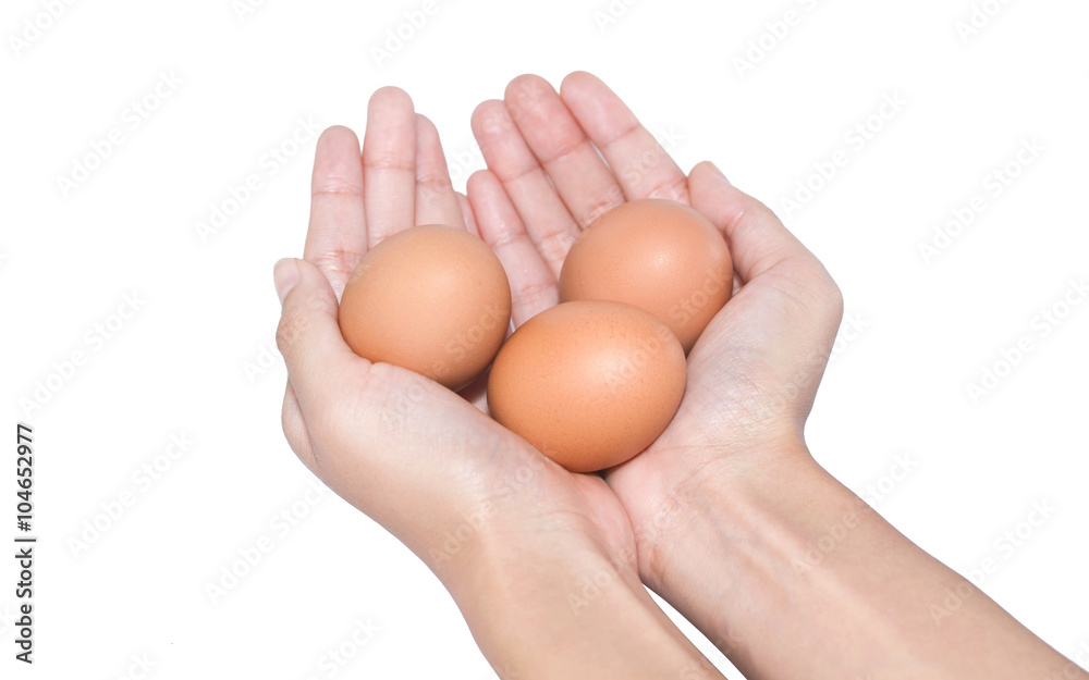 hand holding three egg easter day/ isolated on white background hand holding three egg easter day/ isolated on white background
