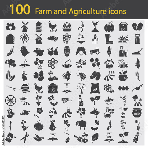 Set of one hundred agriculture icons