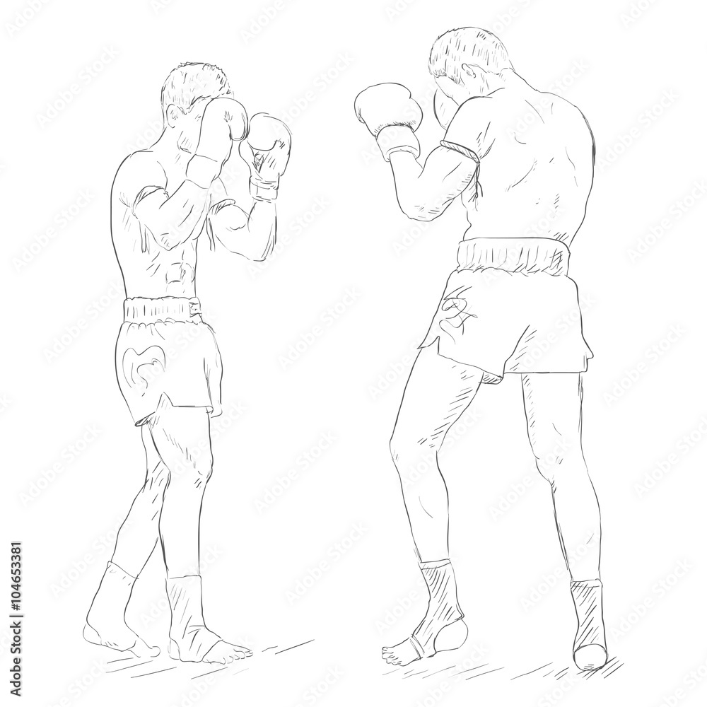 Muay Thai Thai Boxing standing outline graphic vector Stock Vector  Adobe  Stock