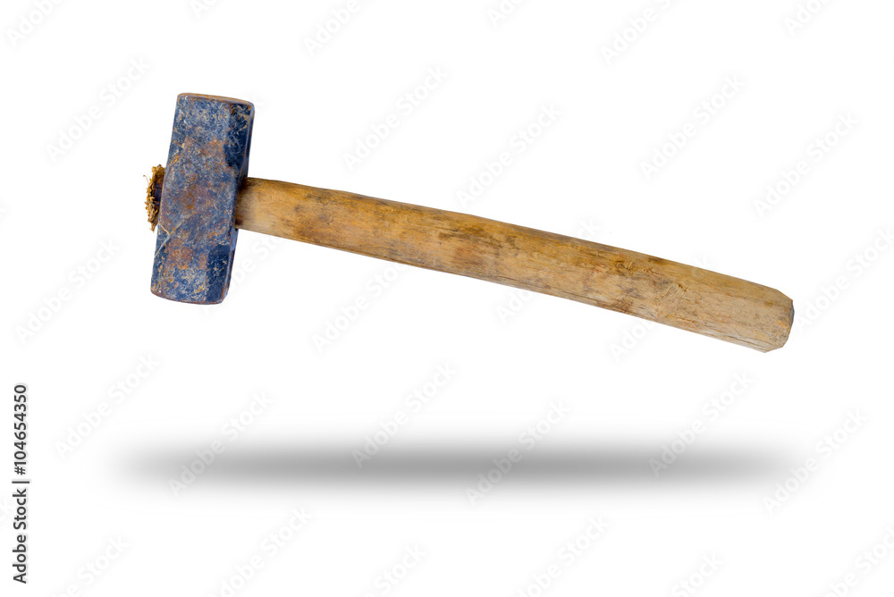 Old hammer with wood handle isolated on white background Old hammer with wood handle isolated on white background