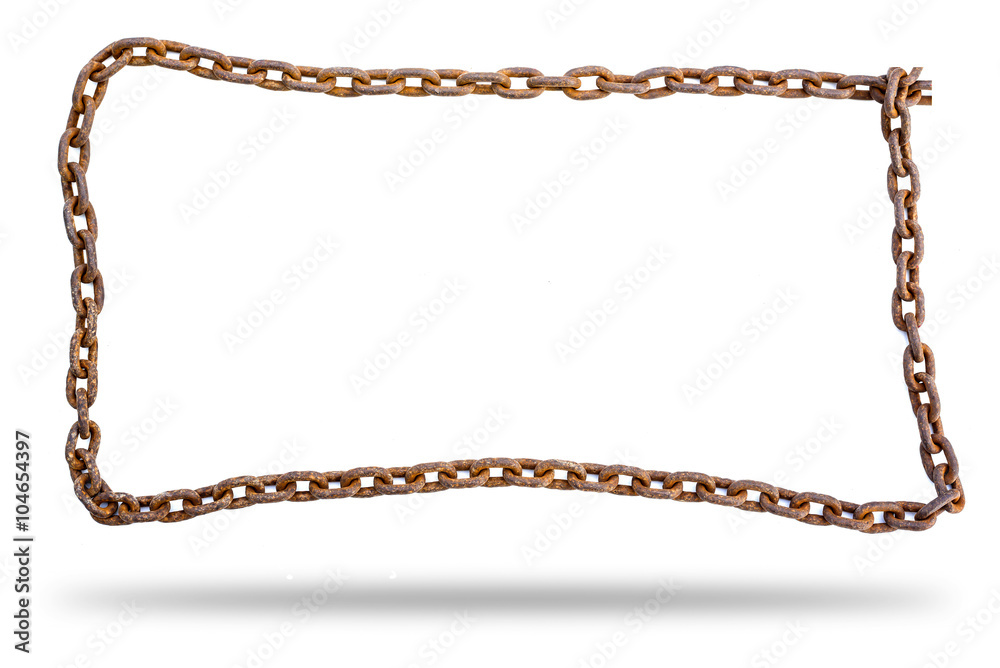 Rusty chains isolated on white background, old chains Rusty chains isolated on white background, old chains