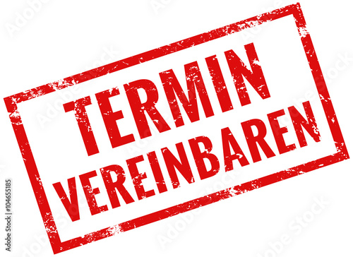 Termin vereinbaren Stempel rot grunge