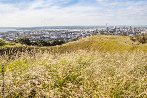 The view point of Auckland's Skyline from Mount Eden.
