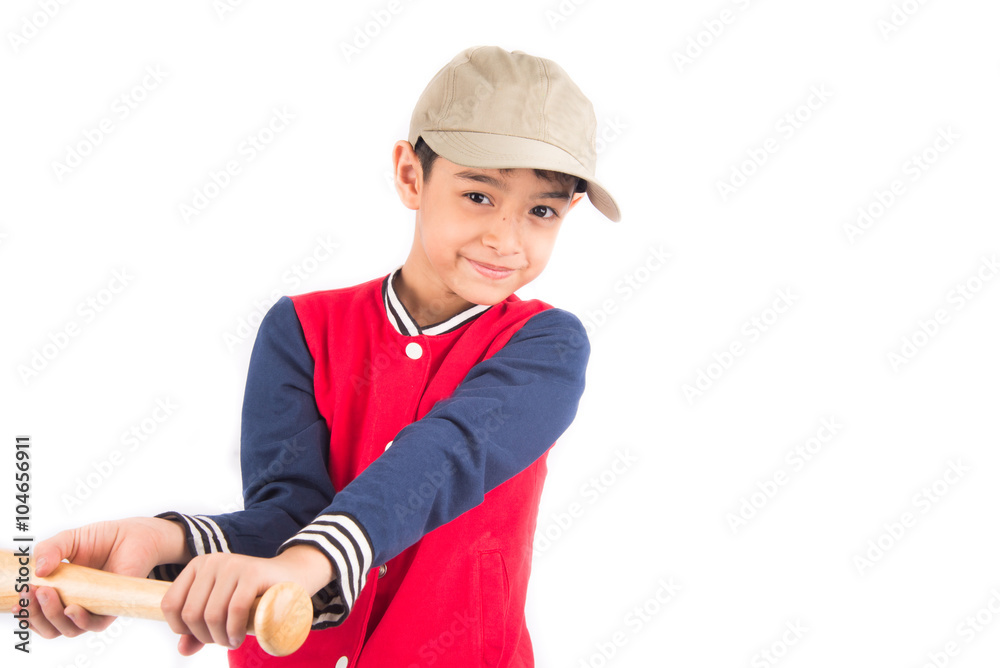 Little boy taking baseball bat on white background Little boy taking baseball bat on white background