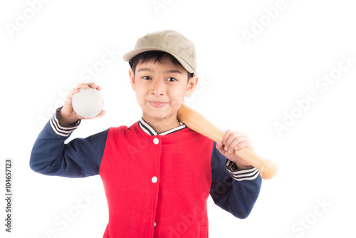 Photography Little boy taking baseball bat on white background