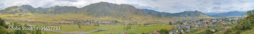 summer panorama of the village Ongudai, Altai, Siberia, Russia