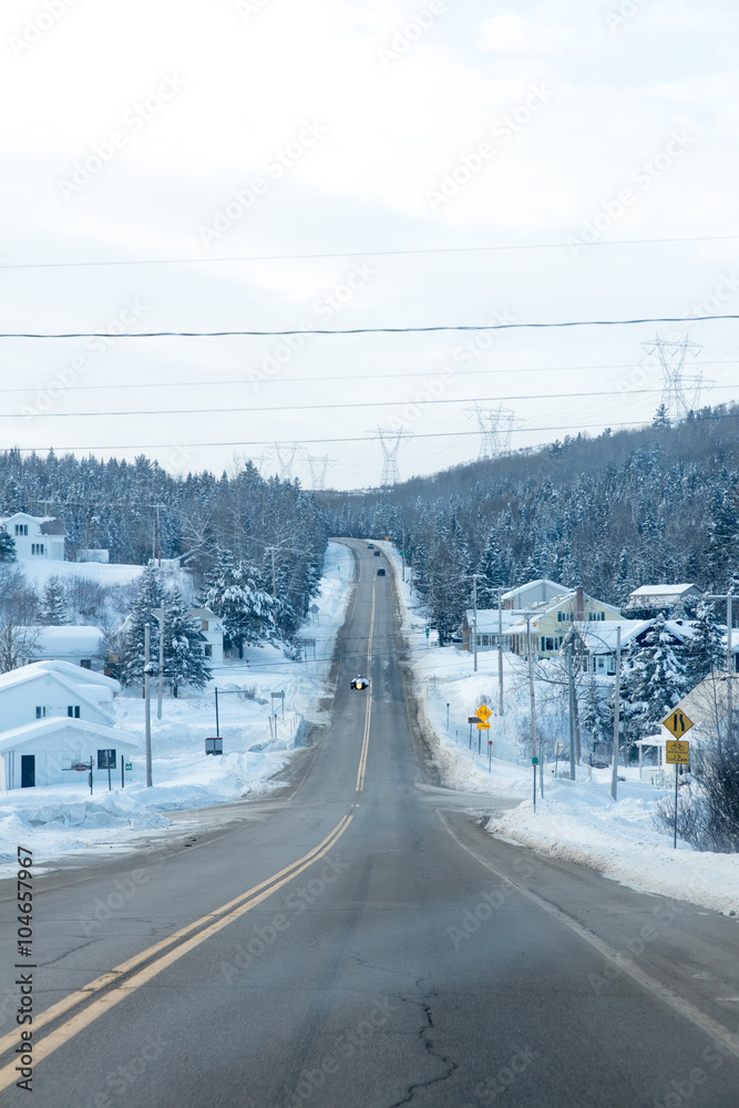 Route hivernale au Québec au Canada 