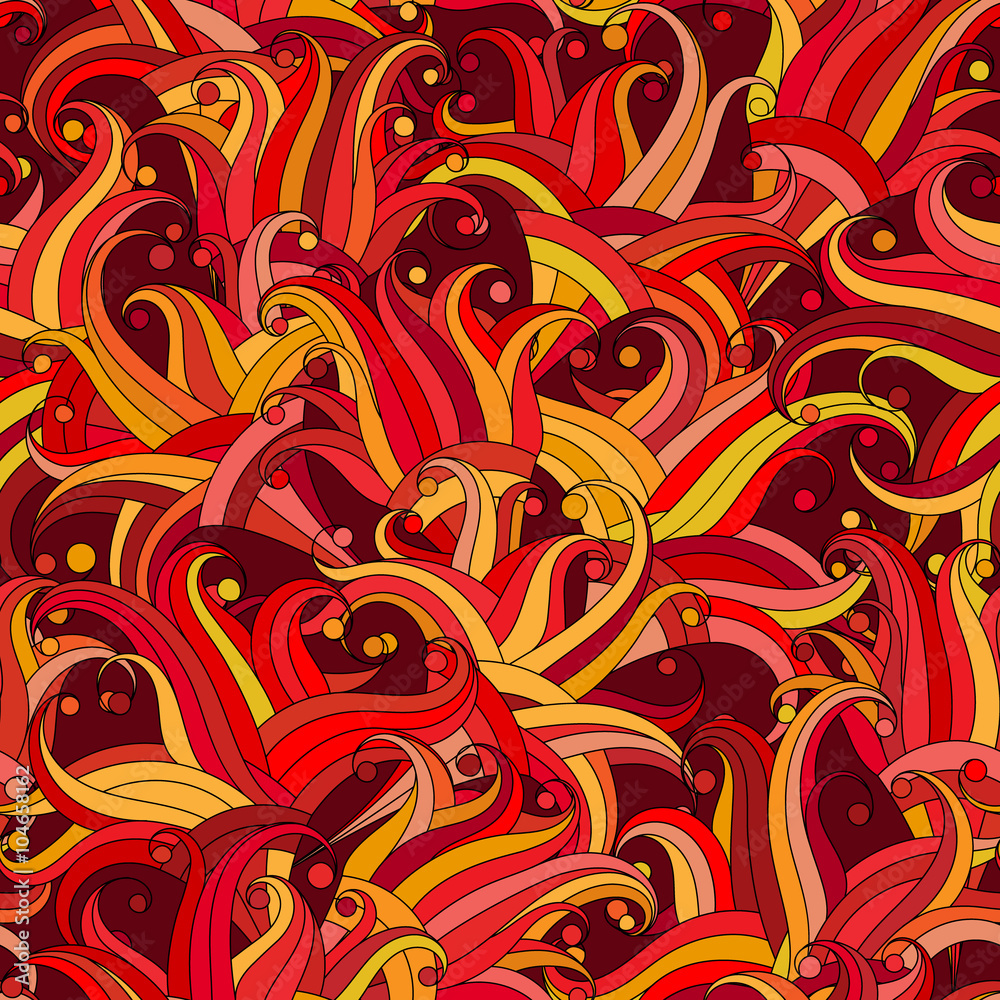 Vector seamless texture with abstract herb elements. Endless ackground. Vector backdrop. Red yellow pattern. Summer template. Use for wallpaper, pattern fills, web page background Vector seamless texture with abstract herb elements. Endless ackground. Vector backdrop. Red yellow pattern. Summer template. Use for wallpaper, pattern fills, web page background