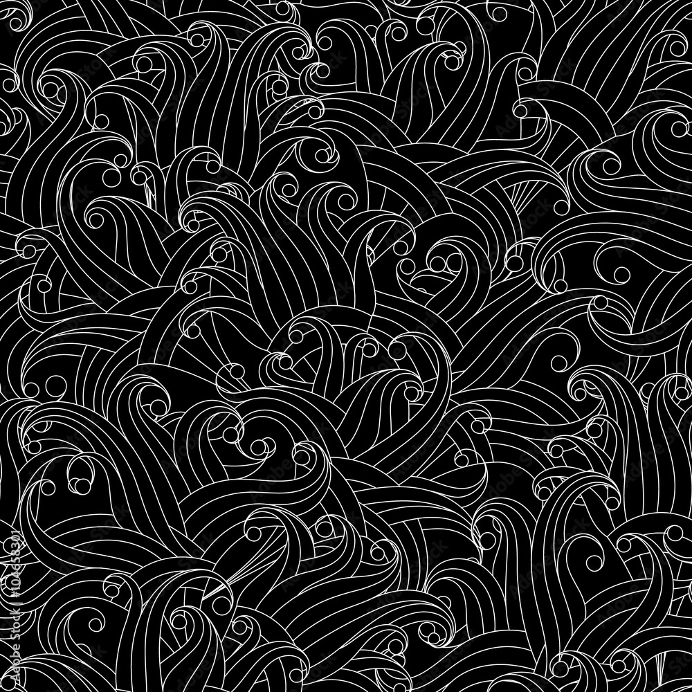 Vector Seamless Monochrome Floral Pattern. Hand Drawn Floral Texture, Decorative Flowers, Coloring Book Vector Seamless Monochrome Floral Pattern. Hand Drawn Floral Texture, Decorative Flowers, Coloring Book