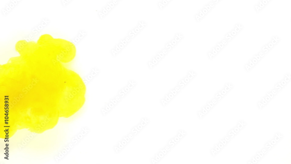 Colourful Yellow Ink In Water On White Background. Colourful yellow ink explosions and swirls shot on white background. Super Slow-Motion Shot at 240fps Colourful Yellow Ink In Water On White Background. Colourful yellow ink explosions and swirls shot on white background. Super Slow-Motion Shot at 240fps
