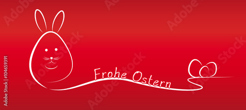 frohe ostern in rot mit osterhase