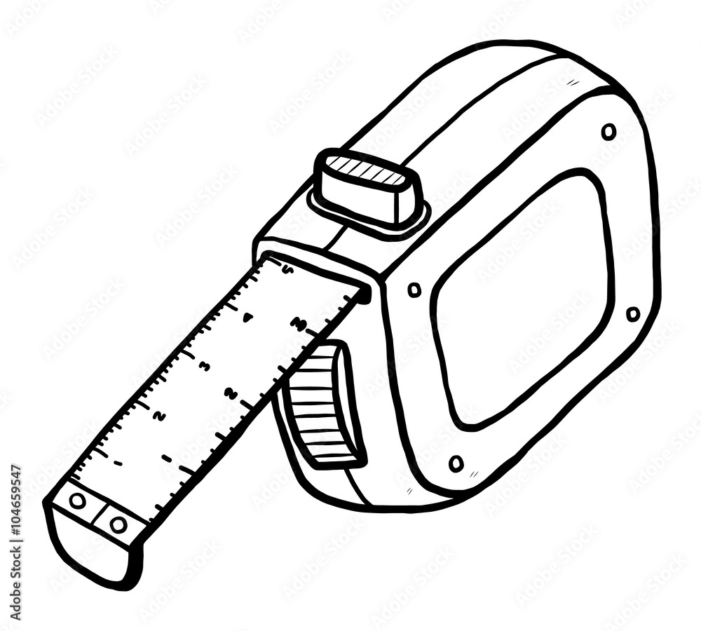 measurment tape / cartoon vector and illustration, black and white ...