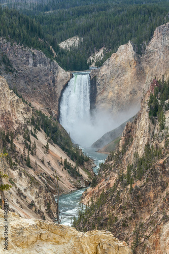 the Lower Falls of the Yellowstone River in Wyoming