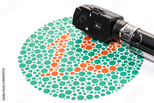  Color vision test chart, and Ophthalmoscope photo