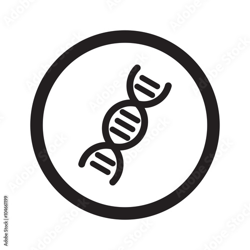 Flat black Dna web icon in circle on white background