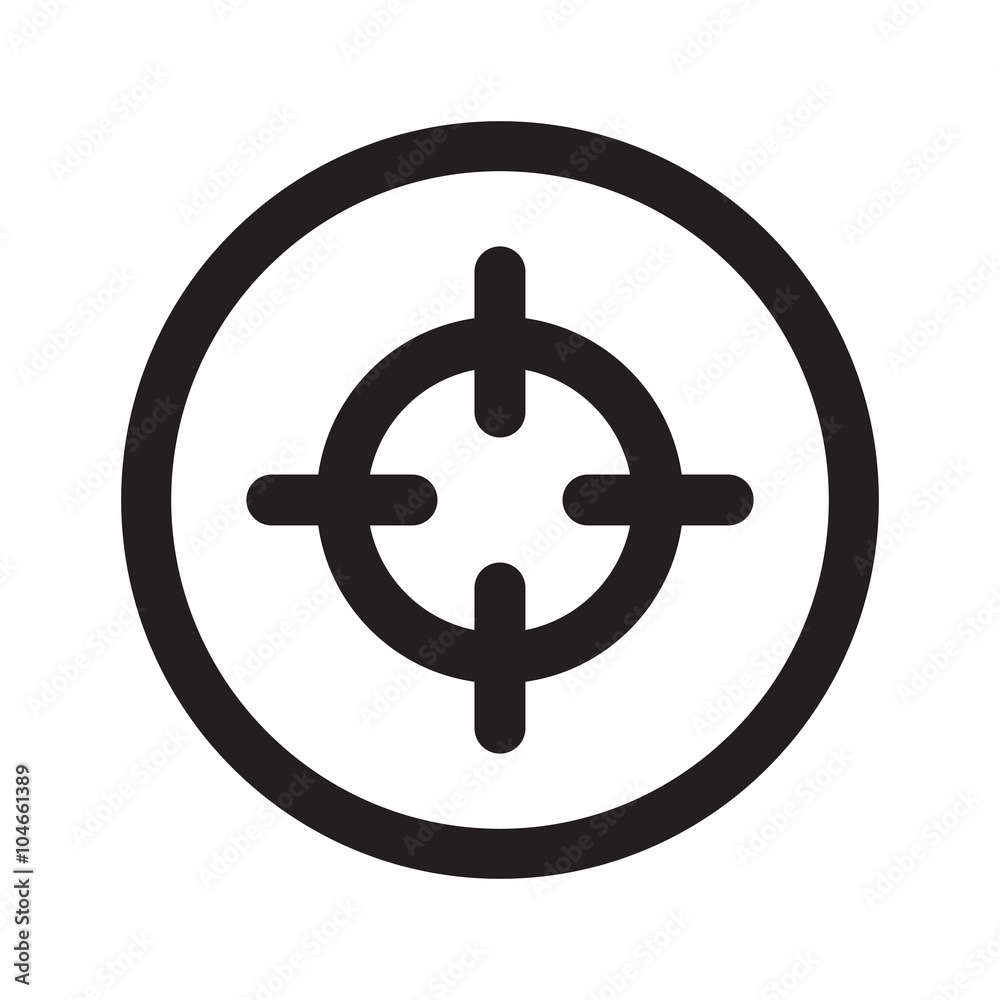 Flat black Scope web icon in circle on white background Flat black Scope web icon in circle on white background