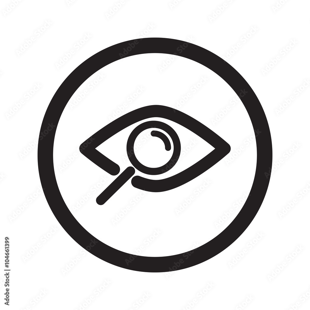 Flat black Observation web icon in circle on white background Flat black Observation web icon in circle on white background