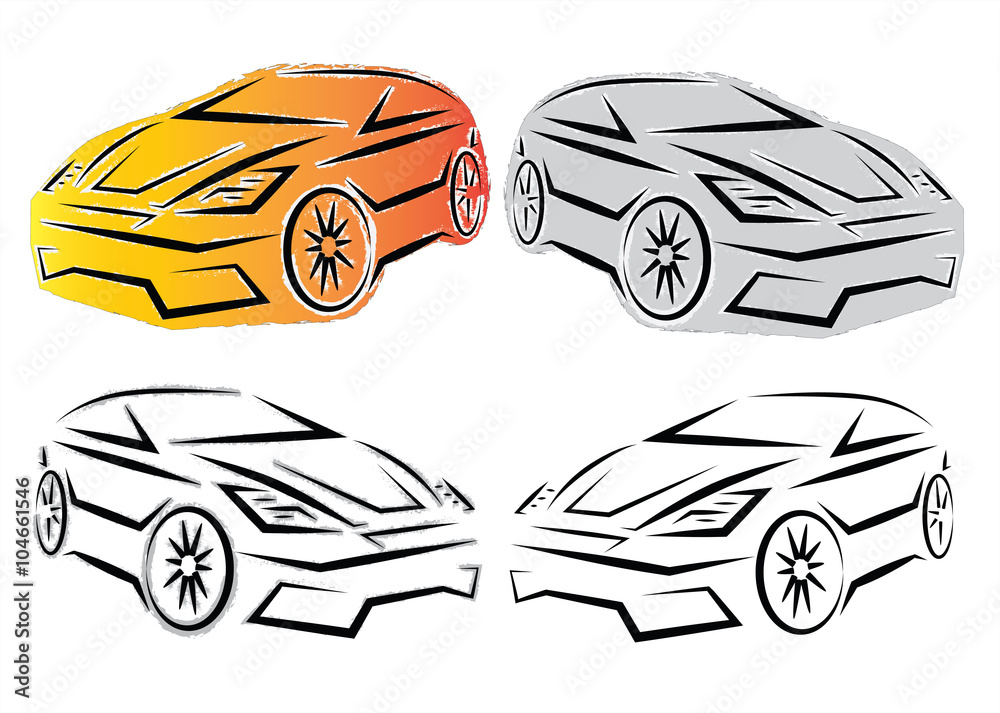 Hatchback colored silhouette. Vector illustration