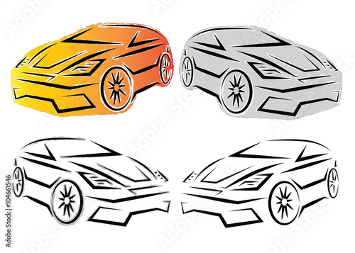 Obraz na płótnie Hatchback colored silhouette. Vector illustration w salonie
