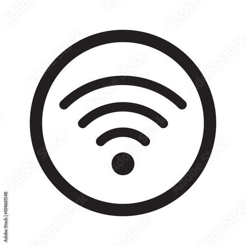 Flat black Wireless web icon in circle on white background