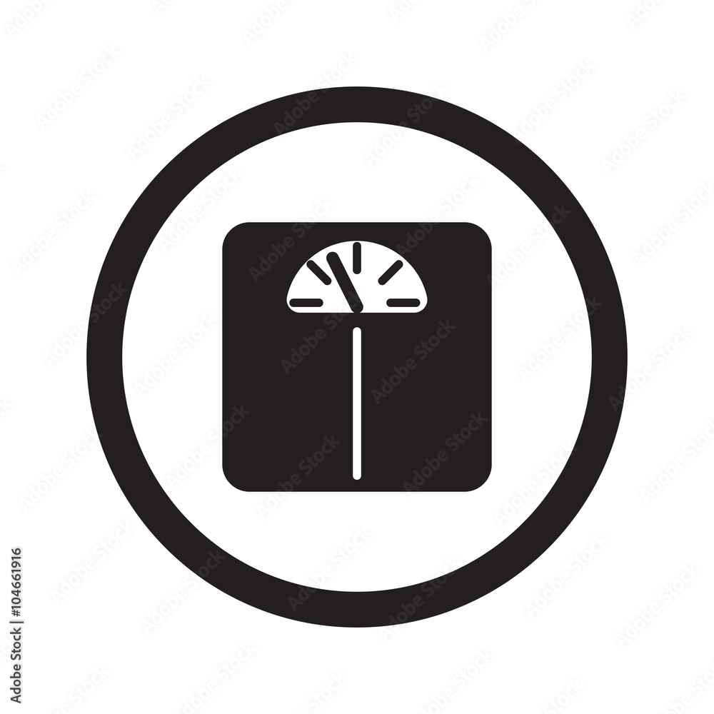Flat black Personal Scale web icon in circle on white background Flat black Personal Scale web icon in circle on white background